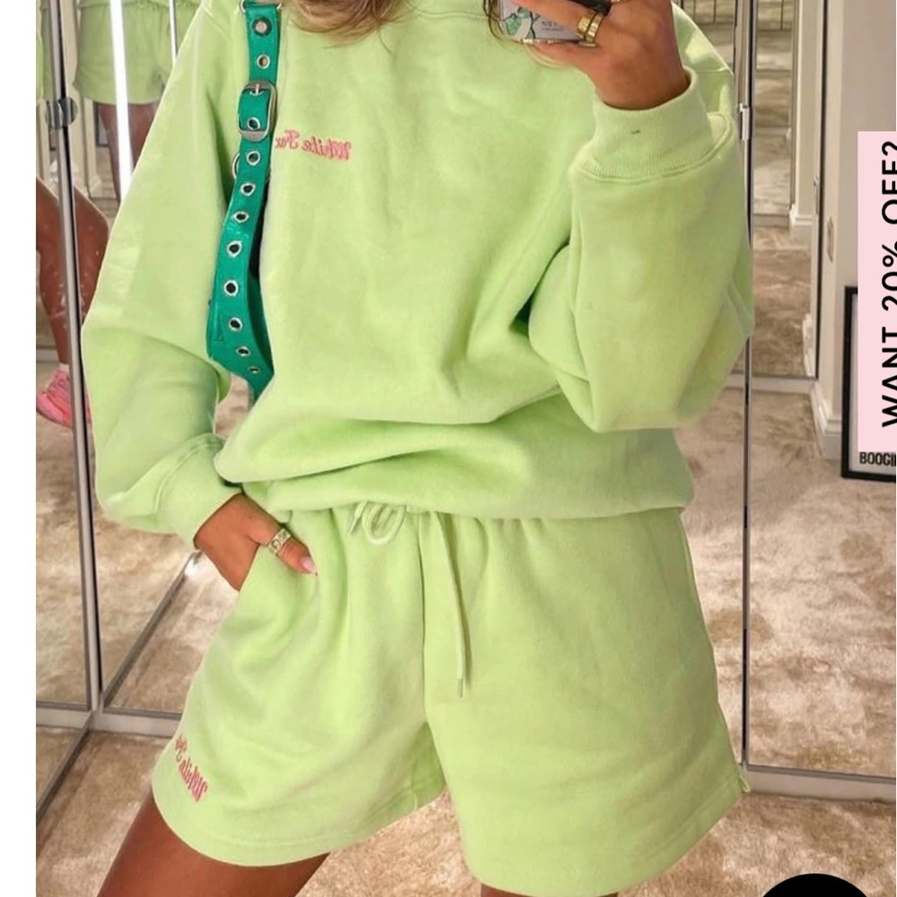 white fox sweatshirt + shorts set